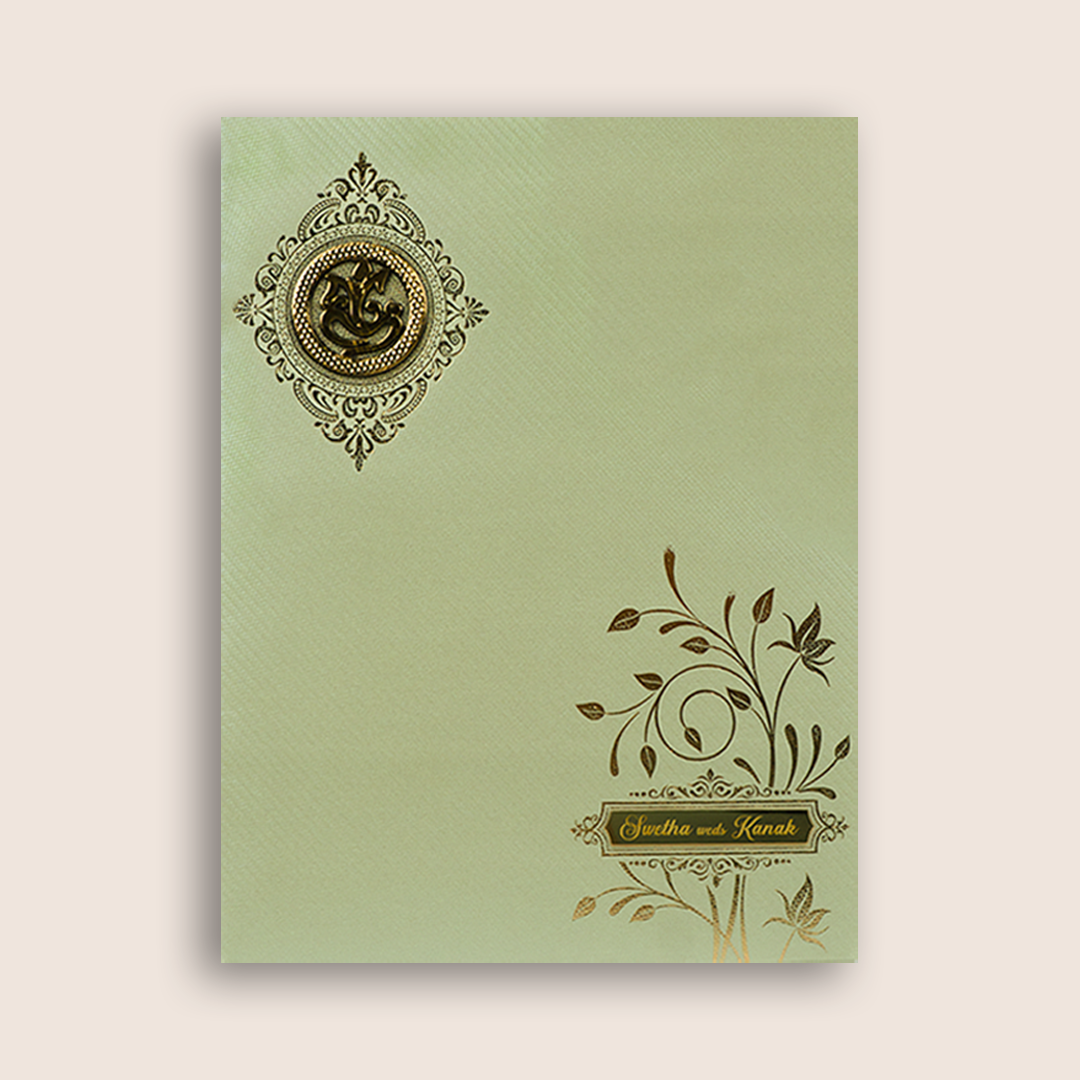 Light Olive Green Wedding Card - KNKGN5026