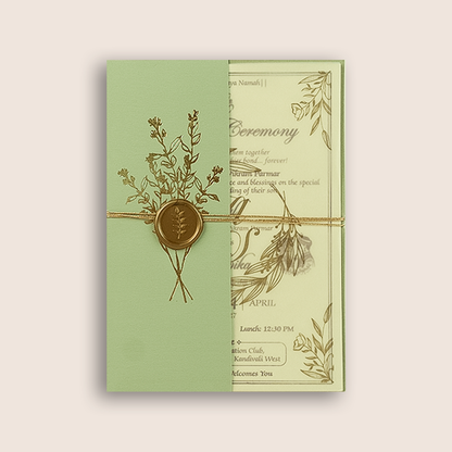 Pista Green Floral Wedding Invitation - KMARA270