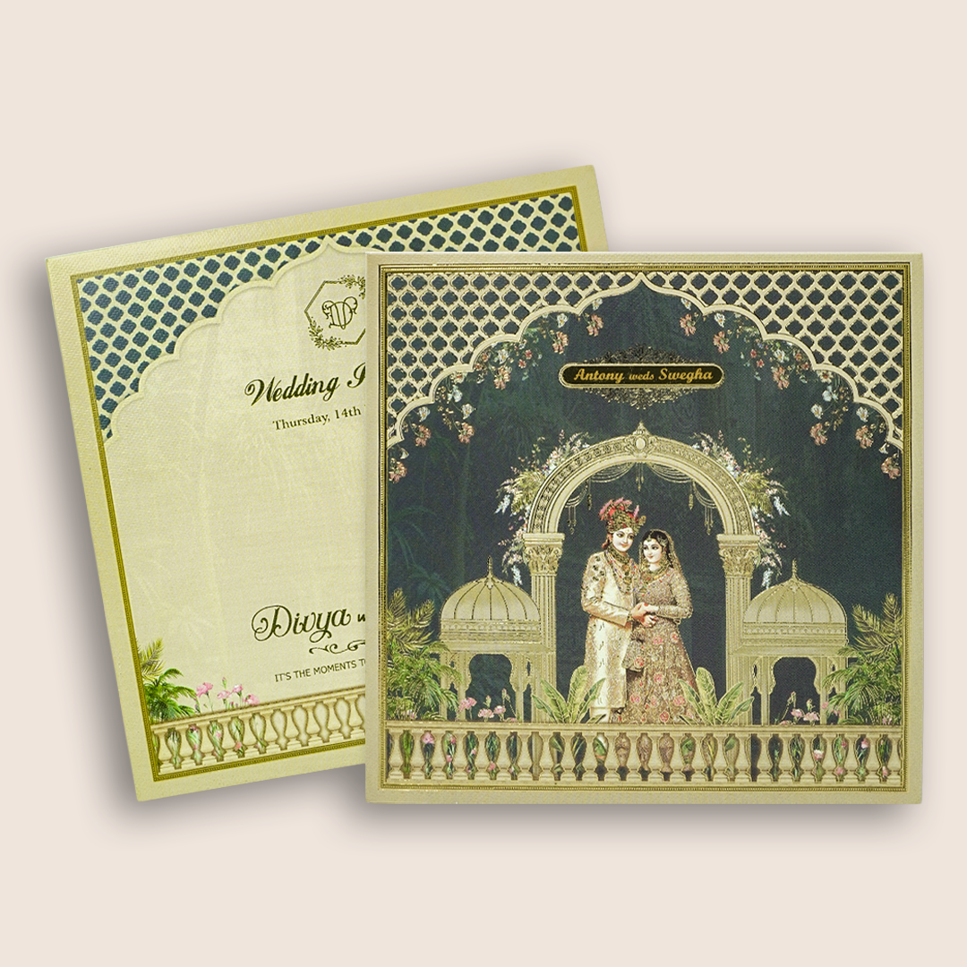 Green Bride Groom Wedding Card - KNKD8114