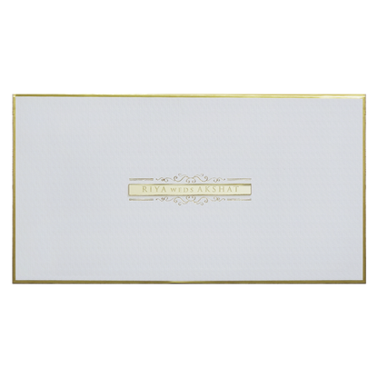 White Minimal Padded Classic Wedding Card - KMMWD1130