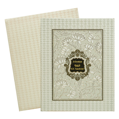Cream Floral Padded Wedding Card- KNRB5505