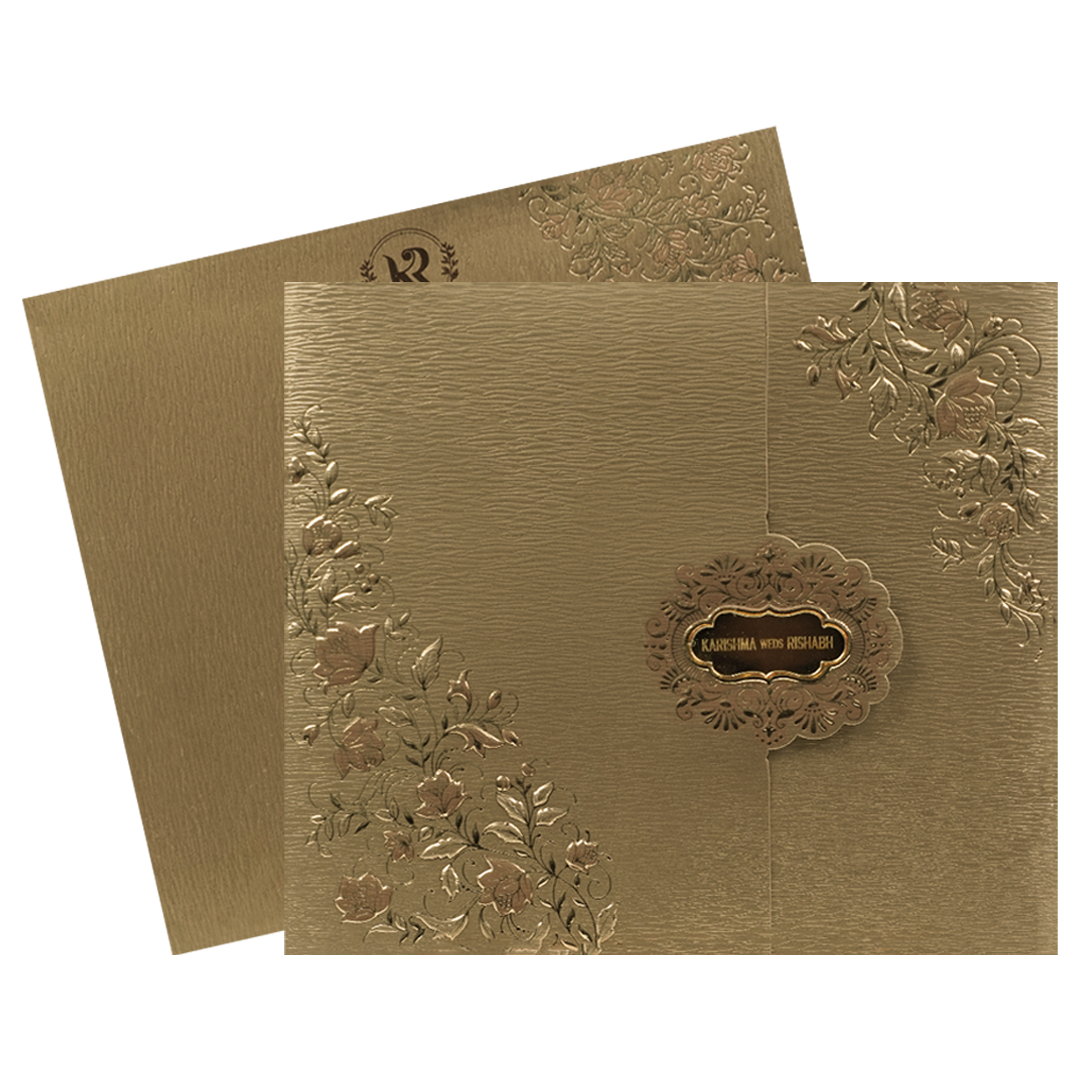 Gold Floral Ornate Wedding Card-KSI64900