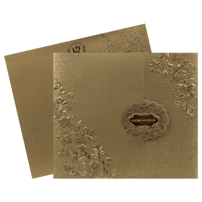 Gold Floral Ornate Wedding Card-KSI64900