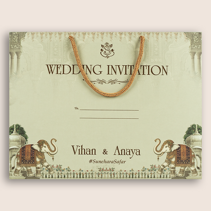 Grey Elephant Padded Bag Style Wedding Card - KSH27040