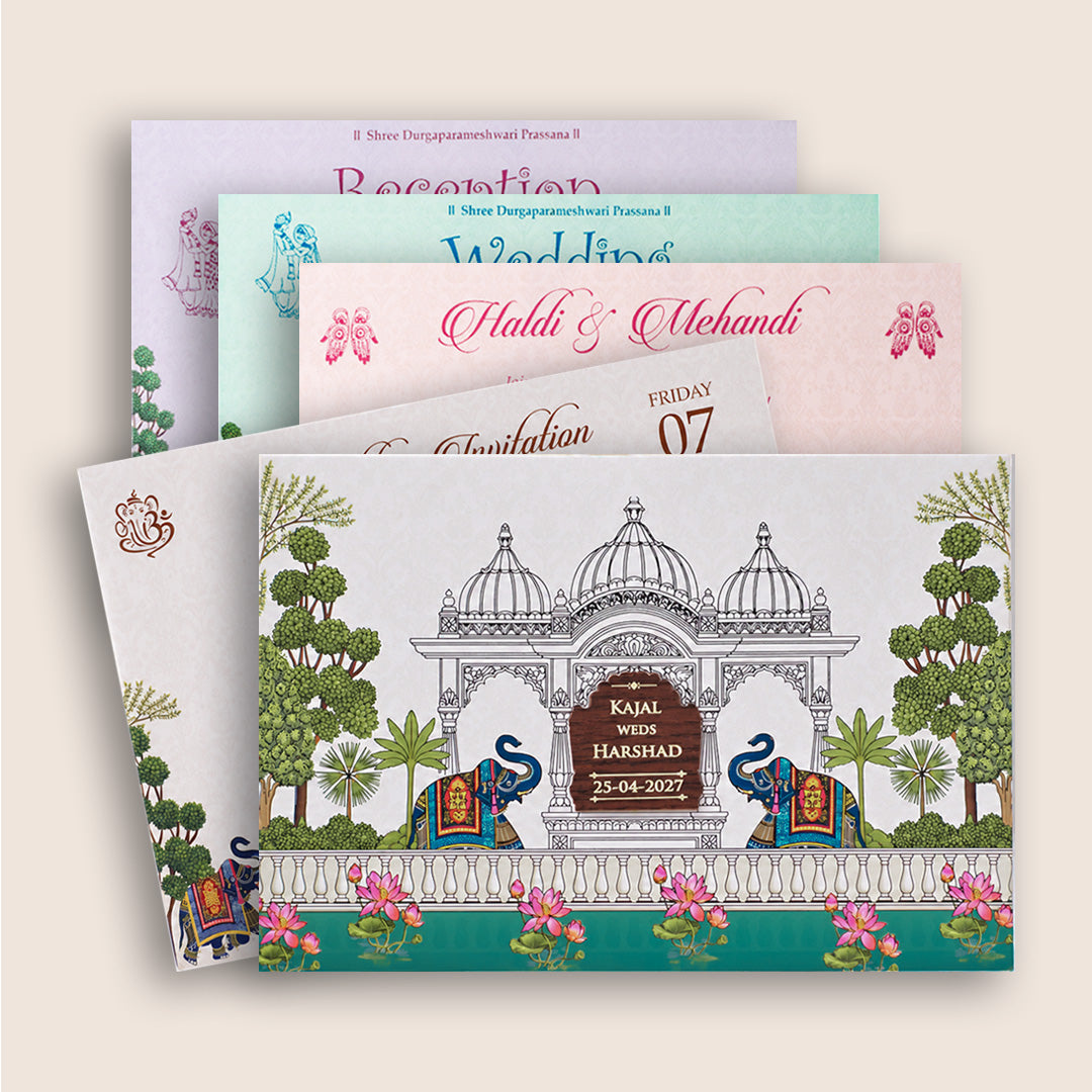 White Elephant Palace Padded Wedding Invitation - KSH18330
