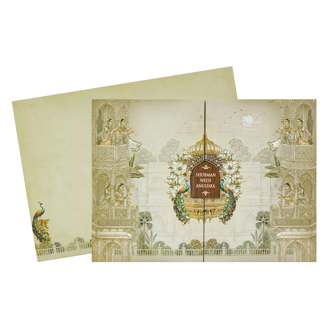 Royal Cream Ivory Padded Wedding Card-KRB09240