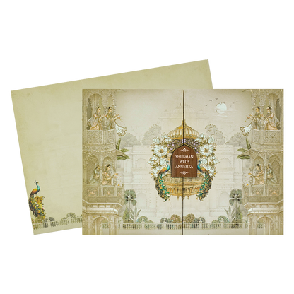 Royal Cream Ivory Padded Wedding Card-KRB09240