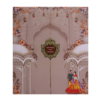 Brown Palace Couple Wedding Invitation Card - KVN07550