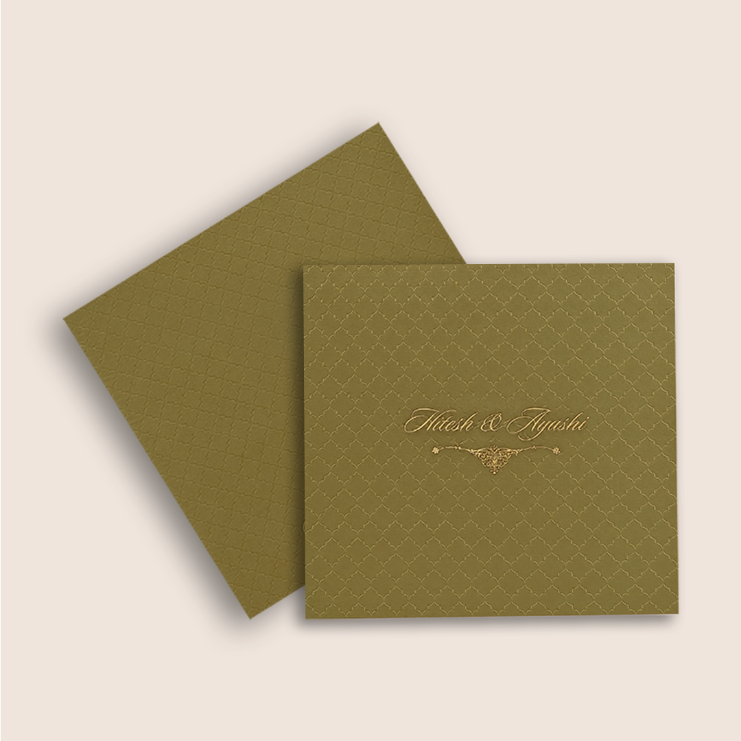 Pastel Brown Floral Padded Wedding Card - KPR020130