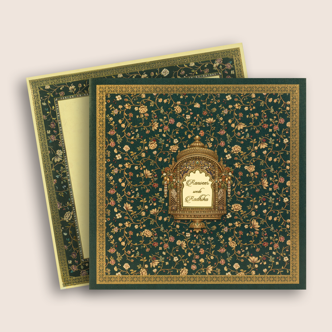 Royal Blue Floral Premium Invitation Card - KAA06320