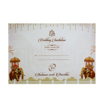 Royal Baraat Gold Foil Door Style Wedding Invitation Card-KRB09080