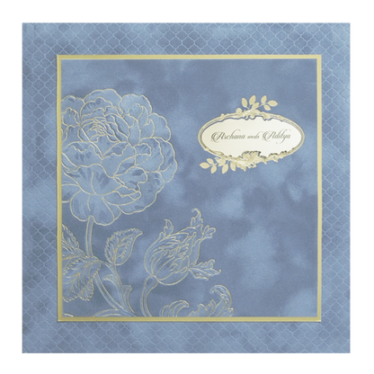 Grey Gold Floral Padded Wedding Card - KMMWD1134
