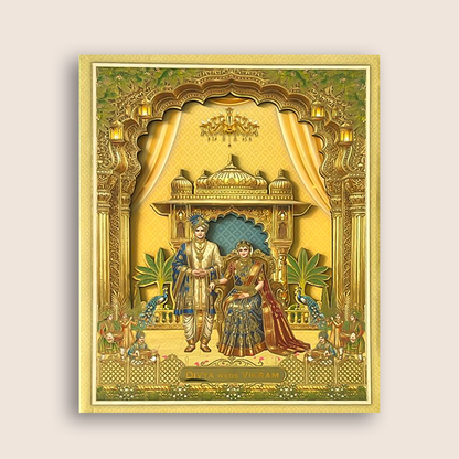 Sandal Bride Groom Padded Wedding Card - KNMO9319