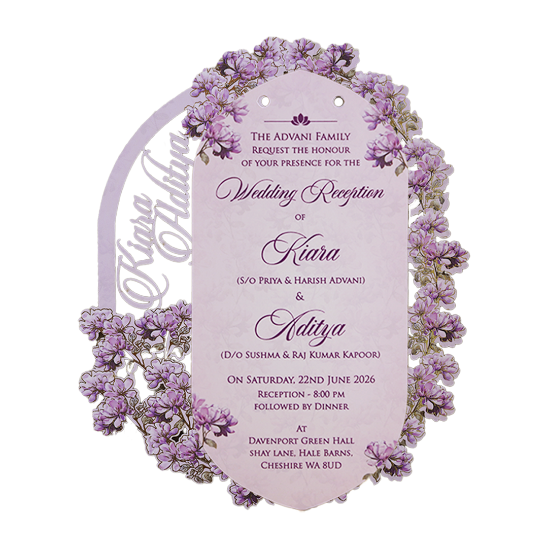 Lavender Floral Tag-Style Wedding Card - KFR15040