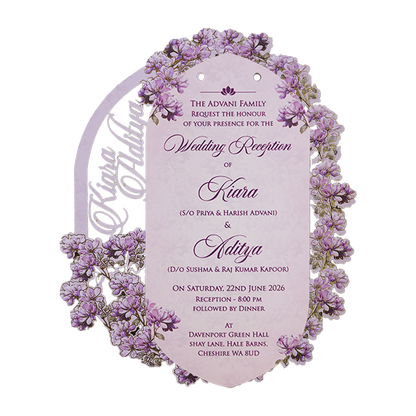 Lavender Floral Tag-Style Wedding Card - KFR15040