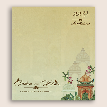 Beige Palace Door Style Laser Cut Wedding Invitation – KFR17200
