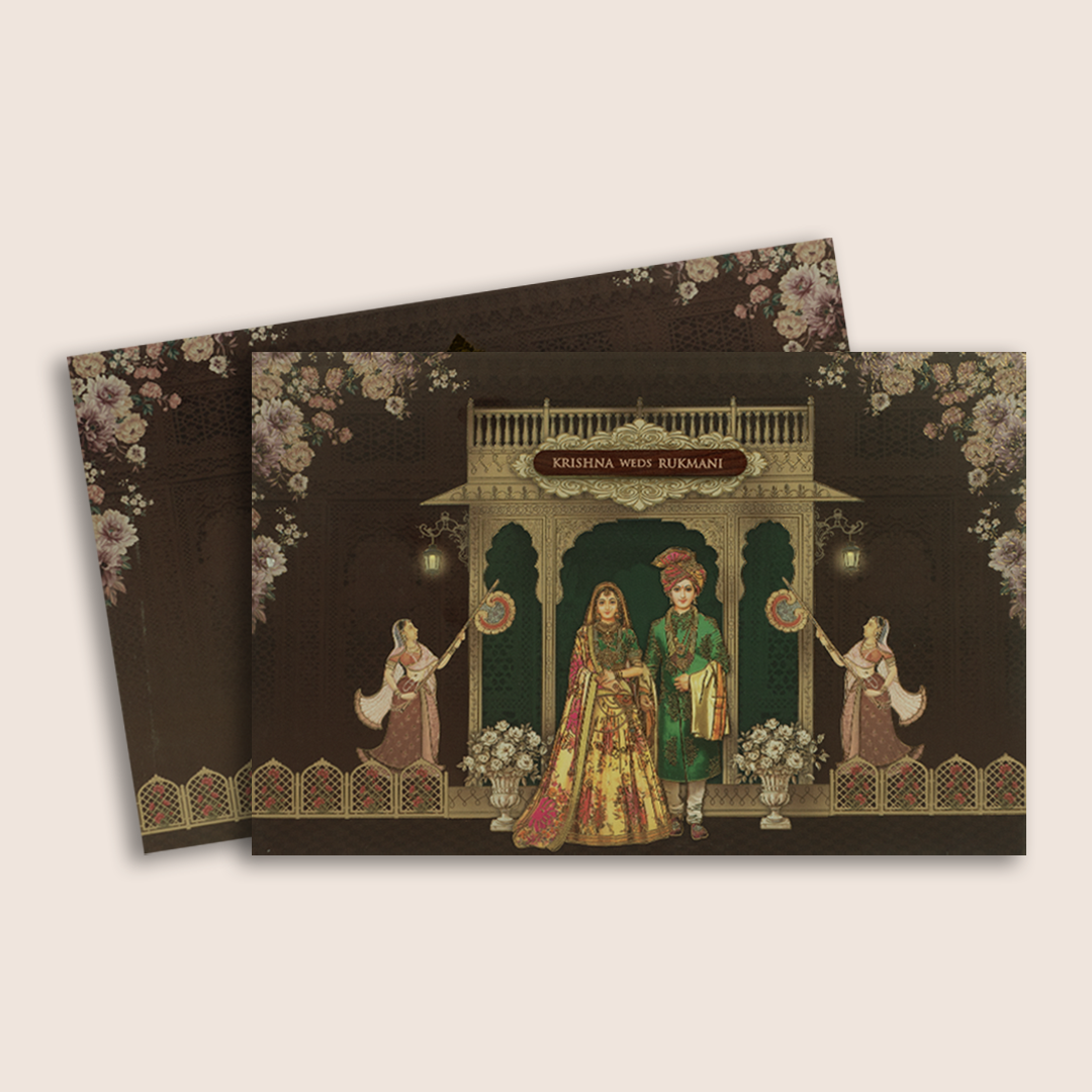 Brown Royal Bride Groom Wedding Invitation Card - KJTS1826