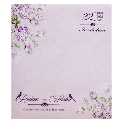 Lavender Floral Laser Cut Wedding Card - KFR14250
