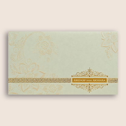 White Embossed Floral Padded Invitation Card - KPR024540