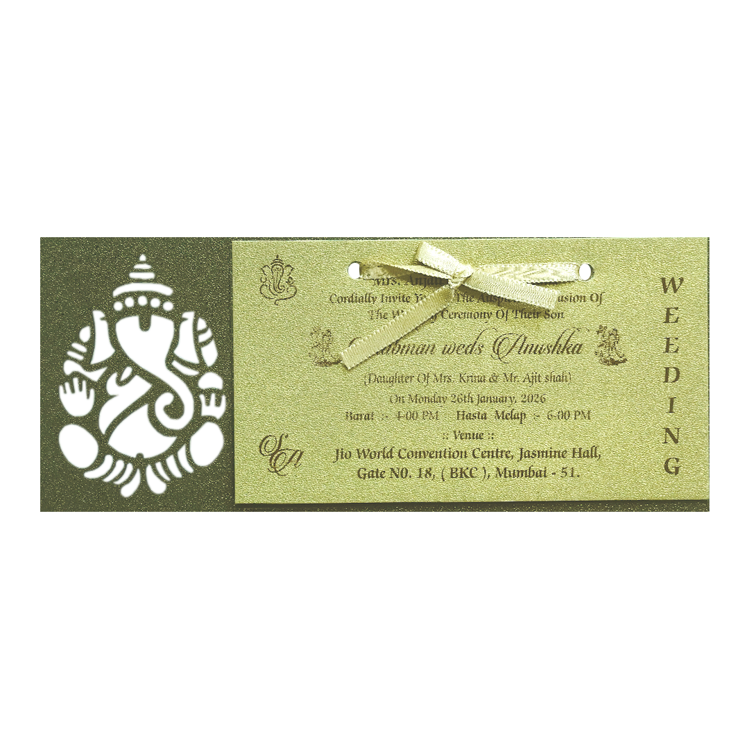 Gold Laser Cut MDF Wedding Invitation Card-KRB07010