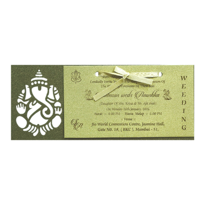 Gold Laser Cut MDF Wedding Invitation Card-KRB07010