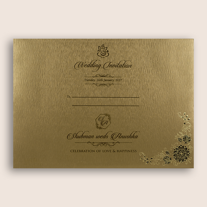 Gold Floral Laser Cut Padded Invitation Card - KRB09670