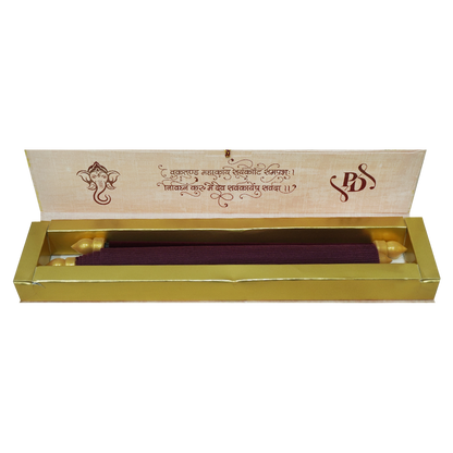 Maroon Scroll Wedding Card Box Set-KJTS1845