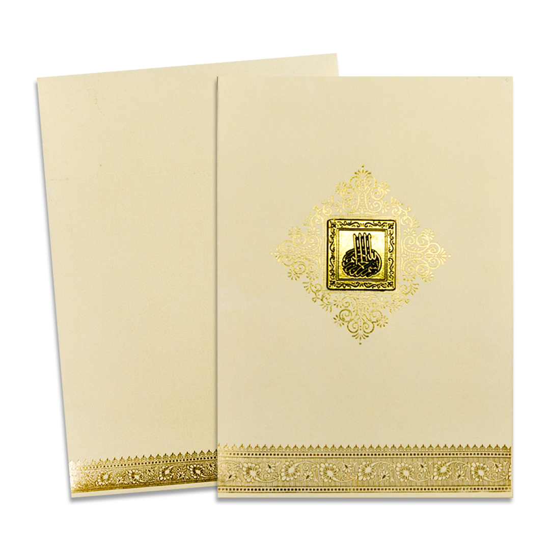 Cream Metallic Gallant Floral Wedding Card-KNCM15CGM
