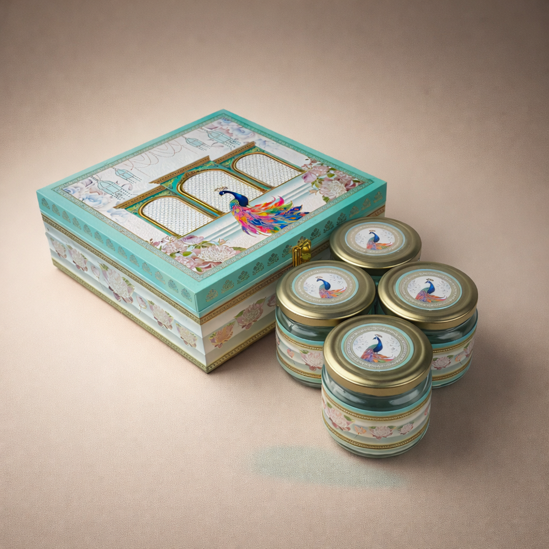 Pastel Blue Peacock Luxury Sweet Jar Box-KBX10101