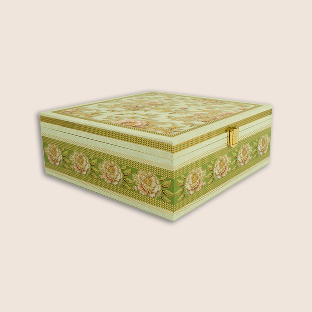 White Elegant Floral Luxury Sweet Jar Box - KBX27017