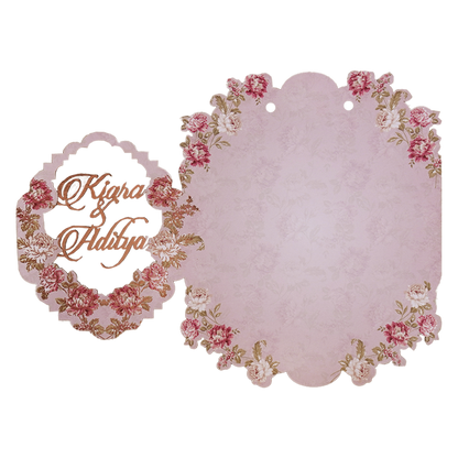 Pink Floral Cutout Wedding Card-KFR16020