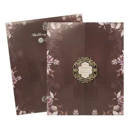 Brown Floral Wedding Card-KJTS1811