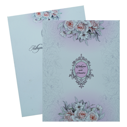 Lavender Padded Floral Wedding Card-KRC31050
