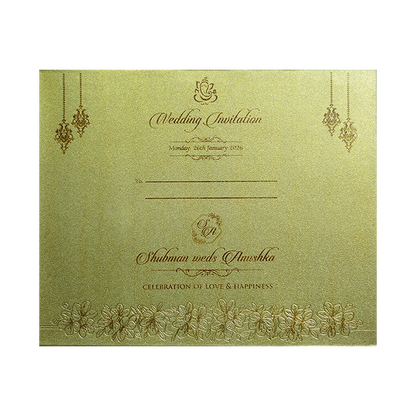 Gold Laser Cut Foil Wedding Invitation Card with Custom Name-KRB09140
