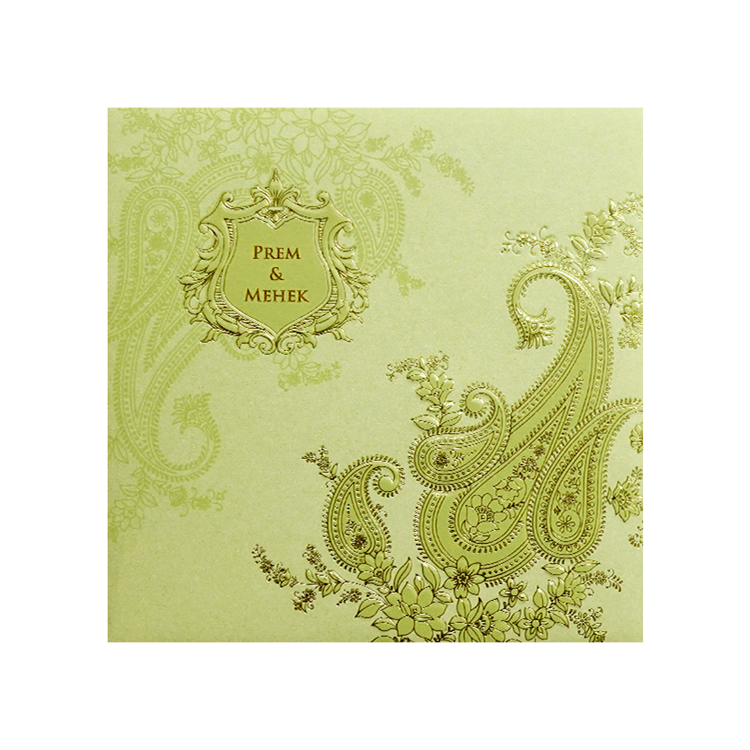 Golden Paisley Floral Wedding Card-KPR06090