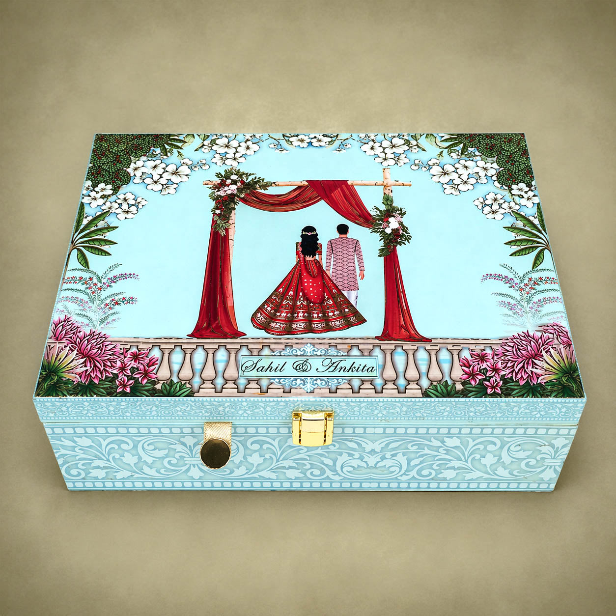 Blue Premium Bride Groom Luxury Invitation Box - KNLW20257