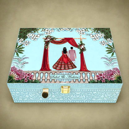 Blue Premium Bride Groom Luxury Invitation Box - KNLW20257