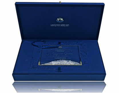 Navy blue crystal premium wedding box card-KNKUP026