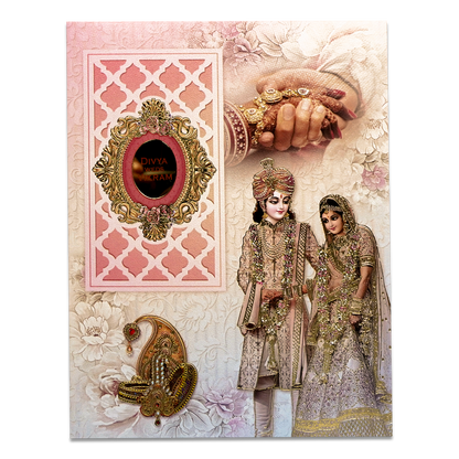 Lavender Paisley Couple Padded Wedding Card-KNKM8201