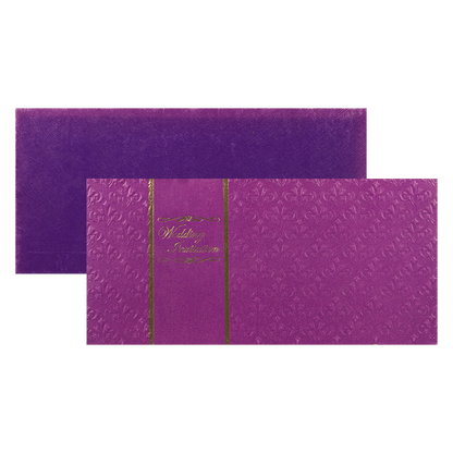 Purple Embossed Gold Border Wedding Card-KNK1274