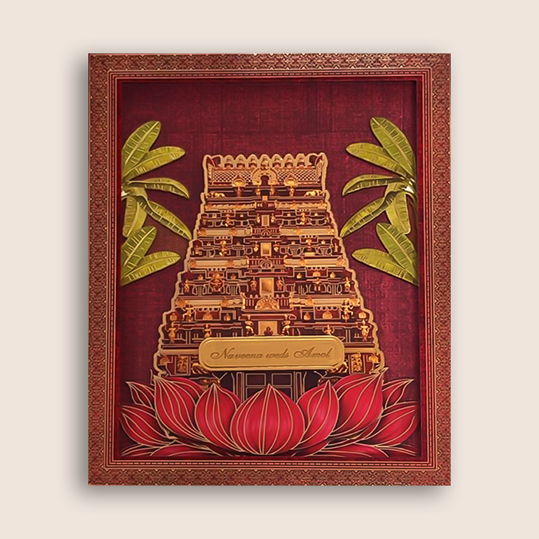 Red Premium South Indian Luxury Booklet-Style Wedding Invitation - KNLW202566