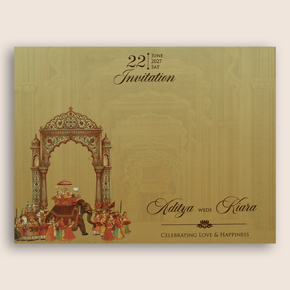 Sandal Royal Baraat MDF Laser Cut Wedding Card - KFR17070