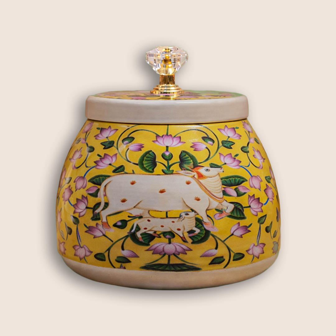 Yellow Cow Decorative Small Jar-GDS0140