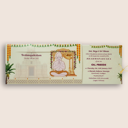 Cream Brahmopadesham Invitation Card-KNKRL120