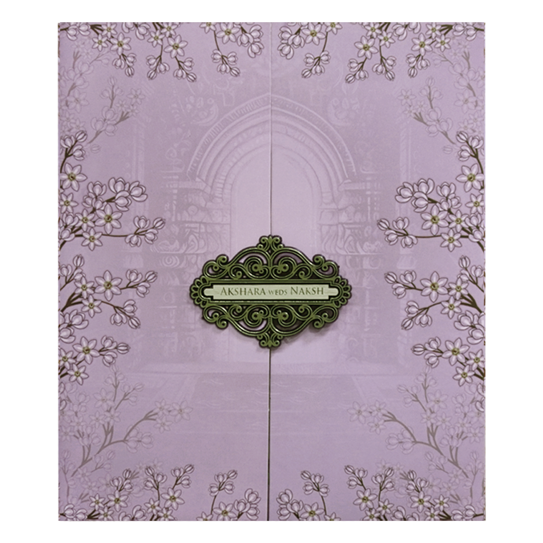 Purple Floral Door Wedding Invitation Card - KVN07610