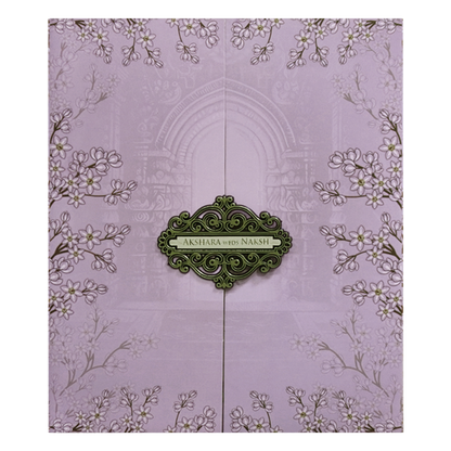 Purple Floral Door Wedding Invitation Card - KVN07610