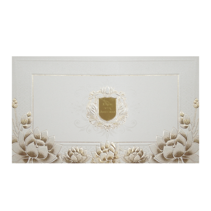 Ivory Lotus Gold Foil Luxury Wedding Invitation Card-KPR24600