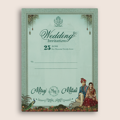 Blue Bride Groom Door Style Padded Marriage Card - KSH18520