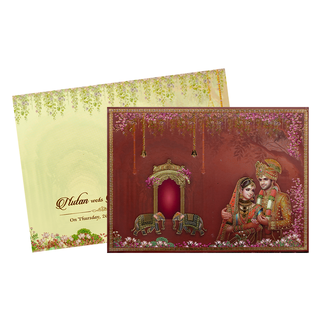 Royal Indian Palace Padded Wedding Card-KRE28000