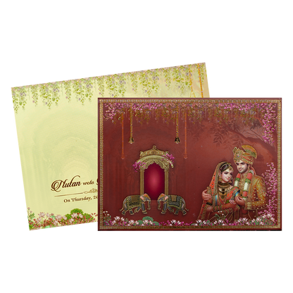 Royal Indian Palace Padded Wedding Card-KRE28000